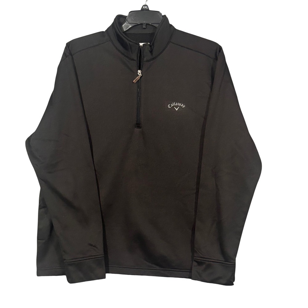Callaway Mens Large Black Quarter Zip Golf Pullover Fleece Lined Long Sleeve L